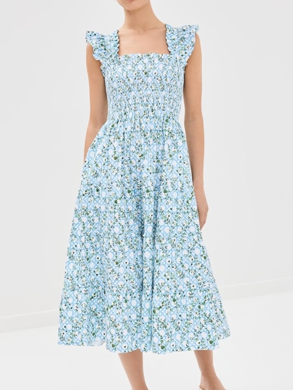 Hill House The Ellie Nap Dress - Blue Basketweave Vine Blue Basketweave Vine